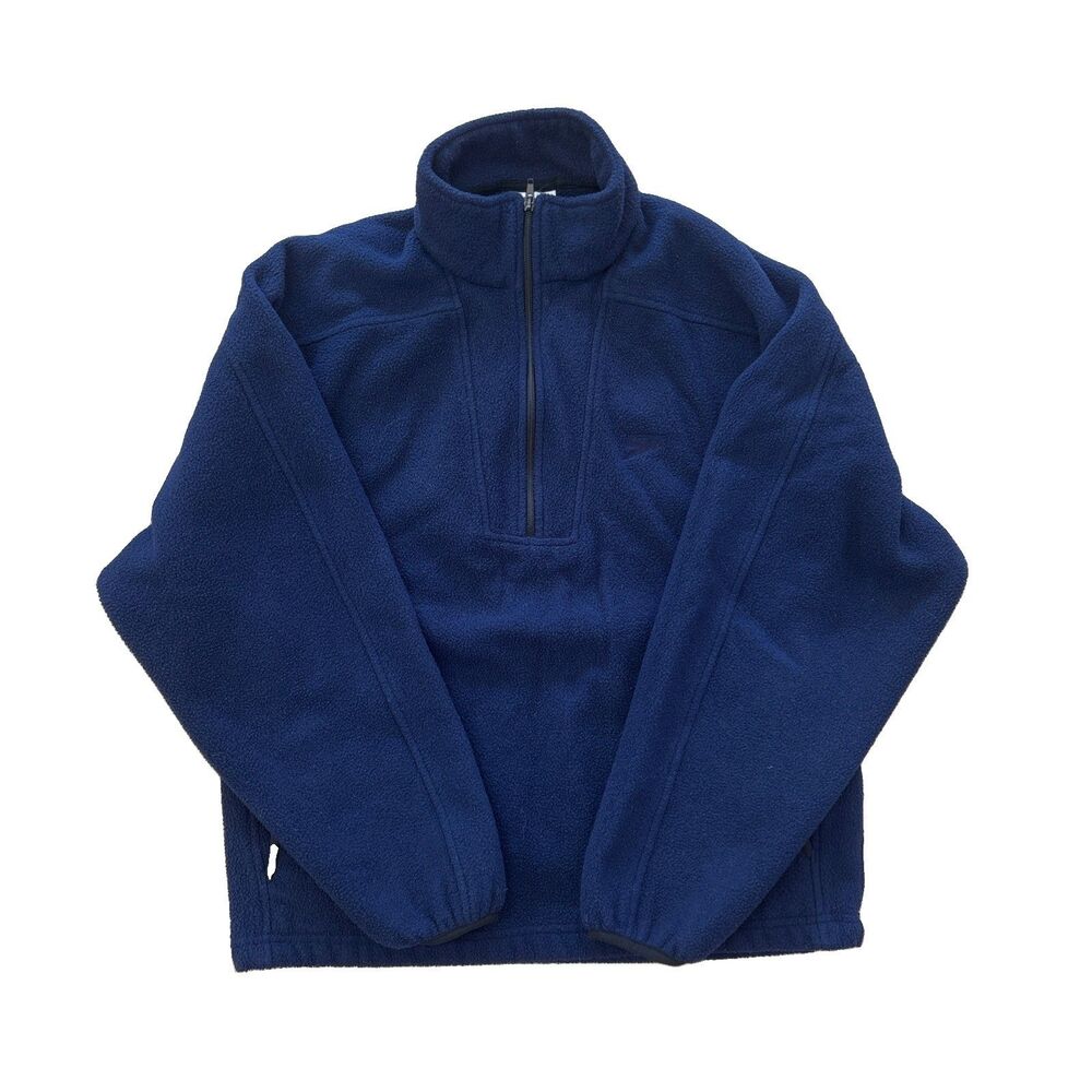 Vintage 90s Speedo Fleece Pullover 1/4 Zip Jacket Blue Mens Small Alpaca Blend